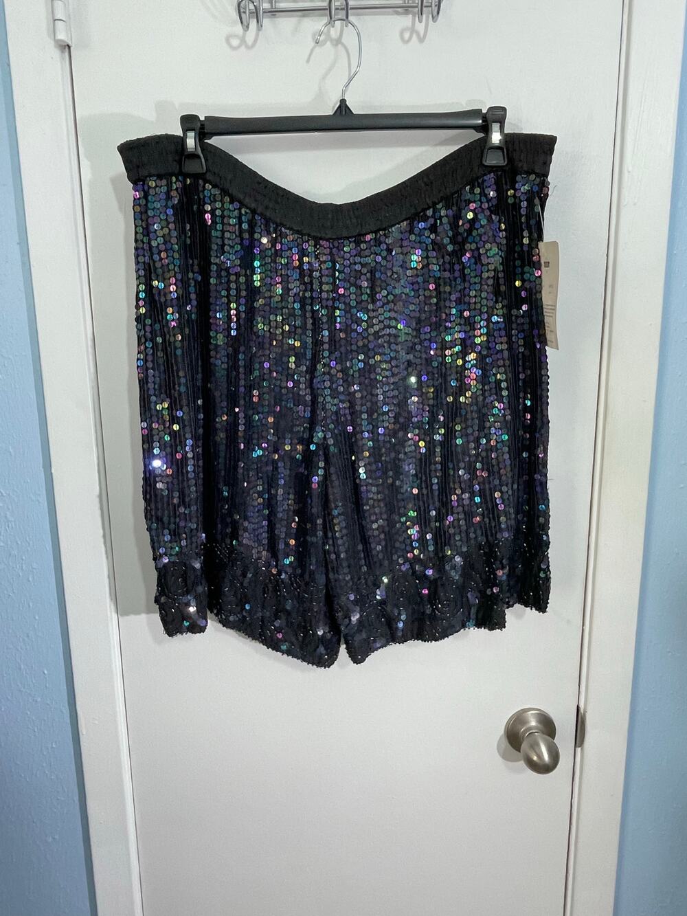 VTG Cotton Castle Silk Shorts Medium Beaded Sequined Bling 80s Deadstock NWT